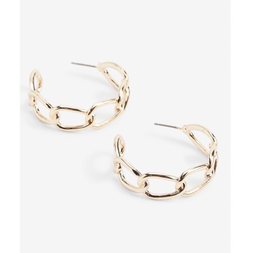 NWT EXPRESS CHAIN LINK OPEN HOOP EARRINGS